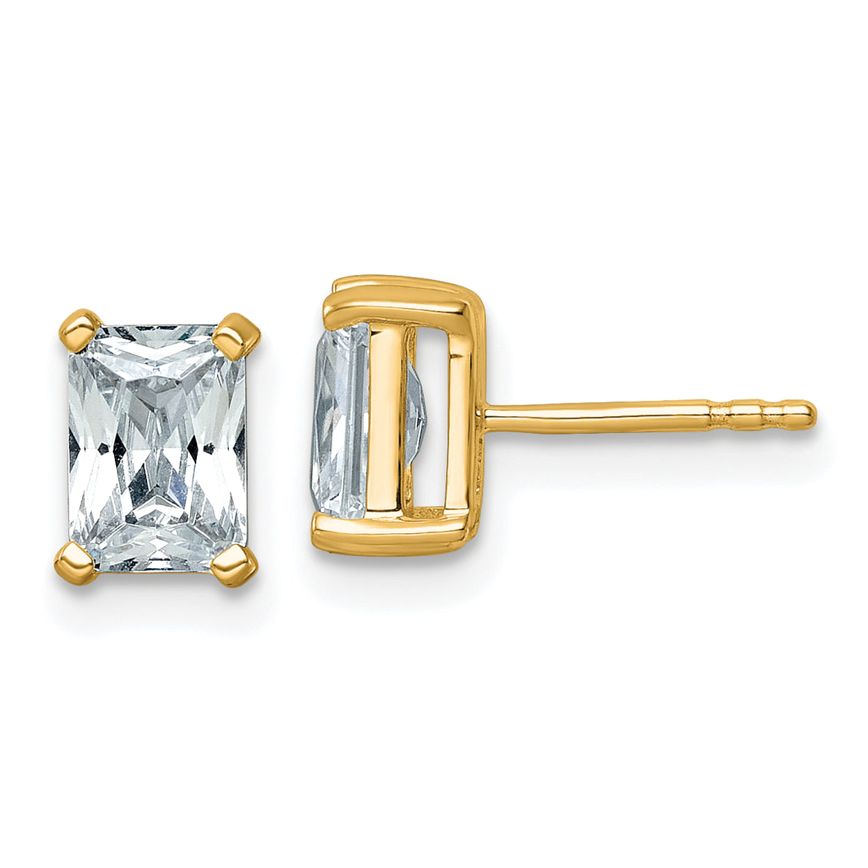 14K Yellow Gold 2 ct Lab-Created Diamond VS+ F+, Octagon / Radiant-Cut 4-Prong Stud Earrings
