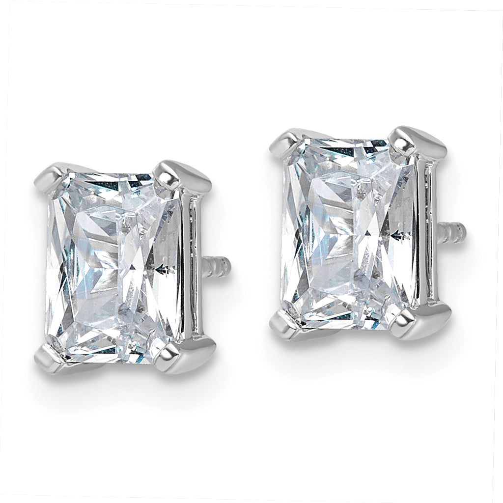 14K White Gold 3 ct Lab-Created Diamond VS/SI+ G+, Octagon / Radiant-Cut 4-Prong Stud Earrings