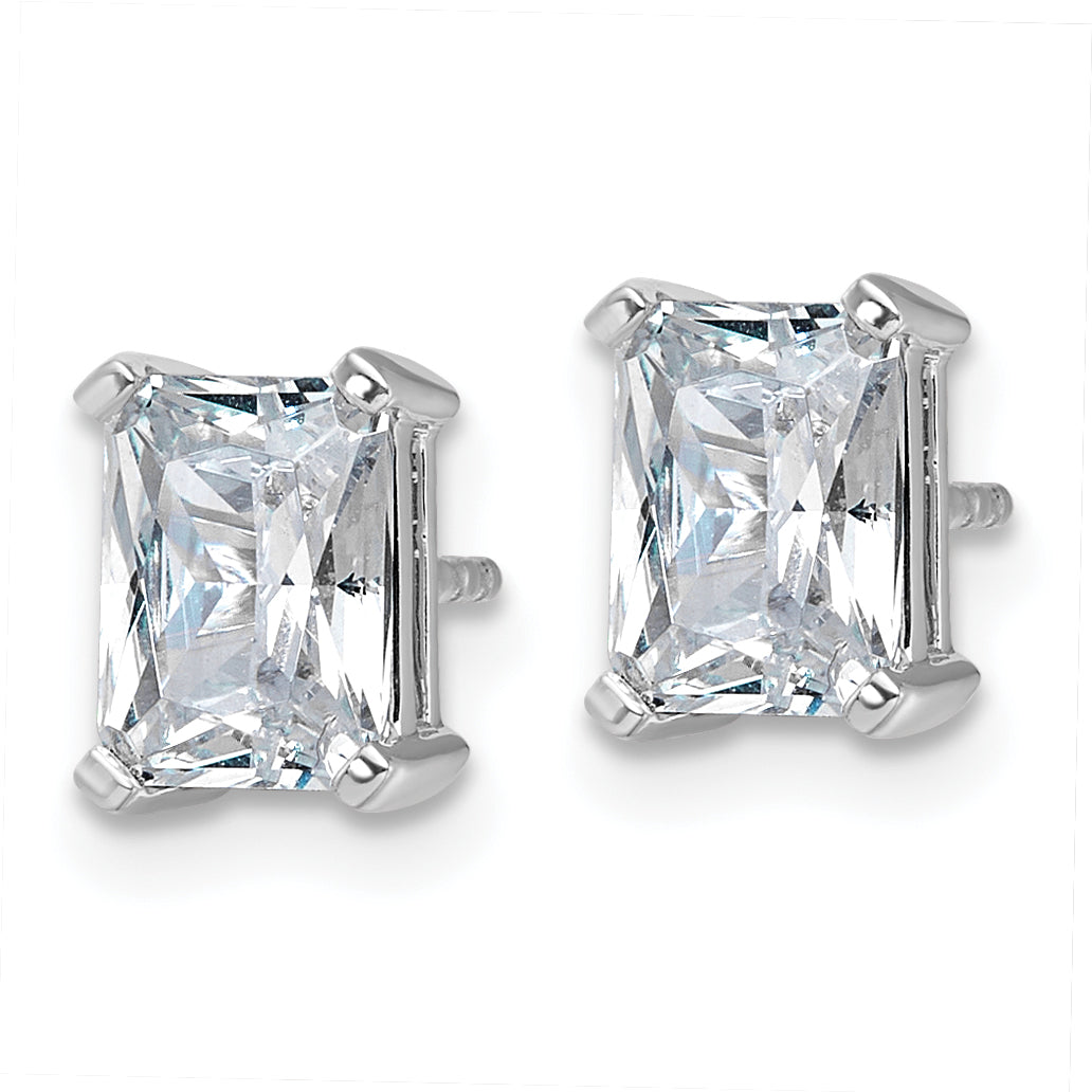 14K White Gold 3 ct Certified Lab-Created Diamond VS/SI+ G+, Octagon / Radiant-Cut 4-Prong Stud Earrings