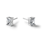 14K White Gold 3 ct Certified Lab-Created Diamond VS+ F+, Octagon / Radiant-Cut 4-Prong Stud Earrings