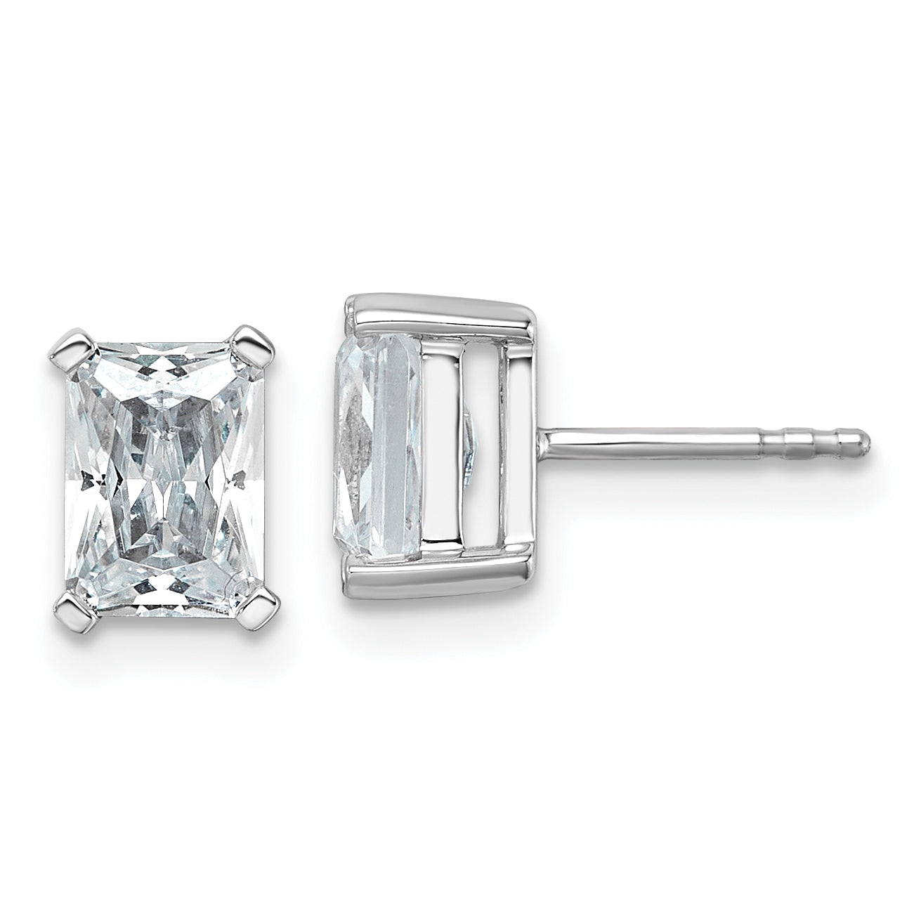 14K White Gold 3 ct Lab-Created Diamond VS/SI+ G+, Octagon / Radiant-Cut 4-Prong Stud Earrings