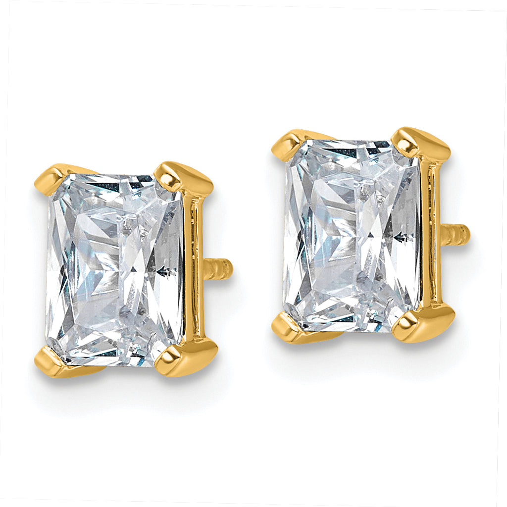 14K Yellow Gold 3 ct Certified Lab-Created Diamond VS+ F+, Octagon / Radiant-Cut 4-Prong Stud Earrings