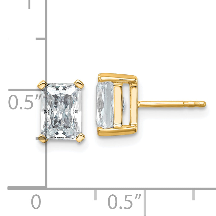 14K Yellow Gold 3 ct Certified Lab-Created Diamond VS/SI+ G+, Octagon / Radiant-Cut 4-Prong Stud Earrings