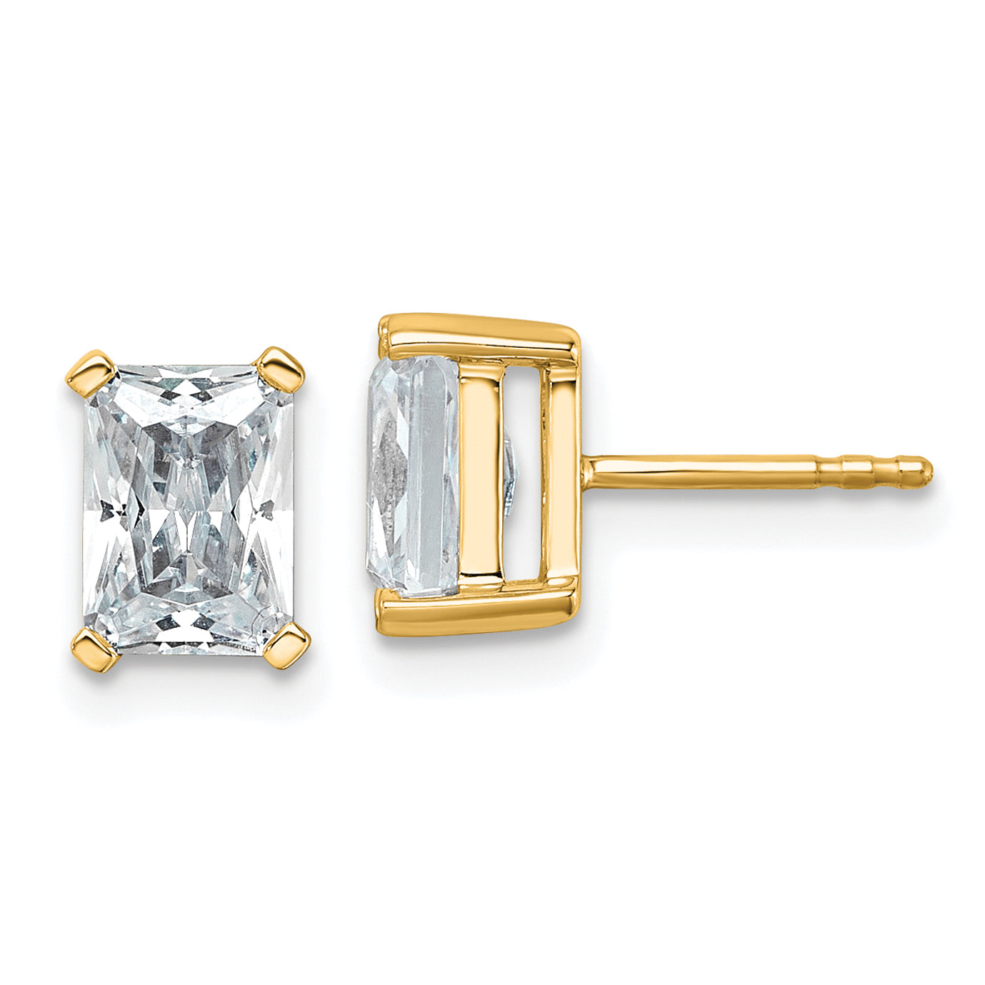 14K Yellow Gold 3 ct Lab-Created Diamond VS+ F+, Octagon / Radiant-Cut 4-Prong Stud Earrings Main image