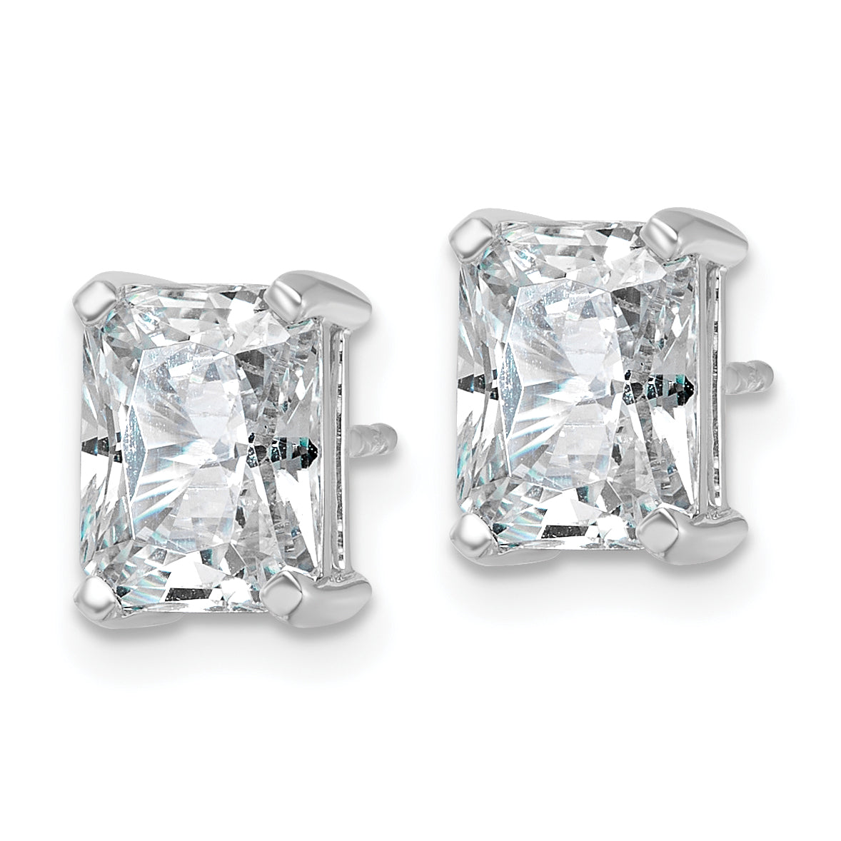 14K White Gold 4 ct Lab-Created Diamond VS+ F+, Octagon / Radiant-Cut 4-Prong Stud Earrings