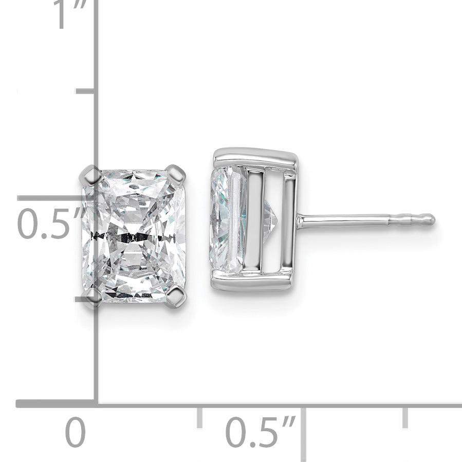 14K White Gold 4 ct Lab-Created Diamond VS/SI+ G+, Octagon / Radiant-Cut 4-Prong Stud Earrings