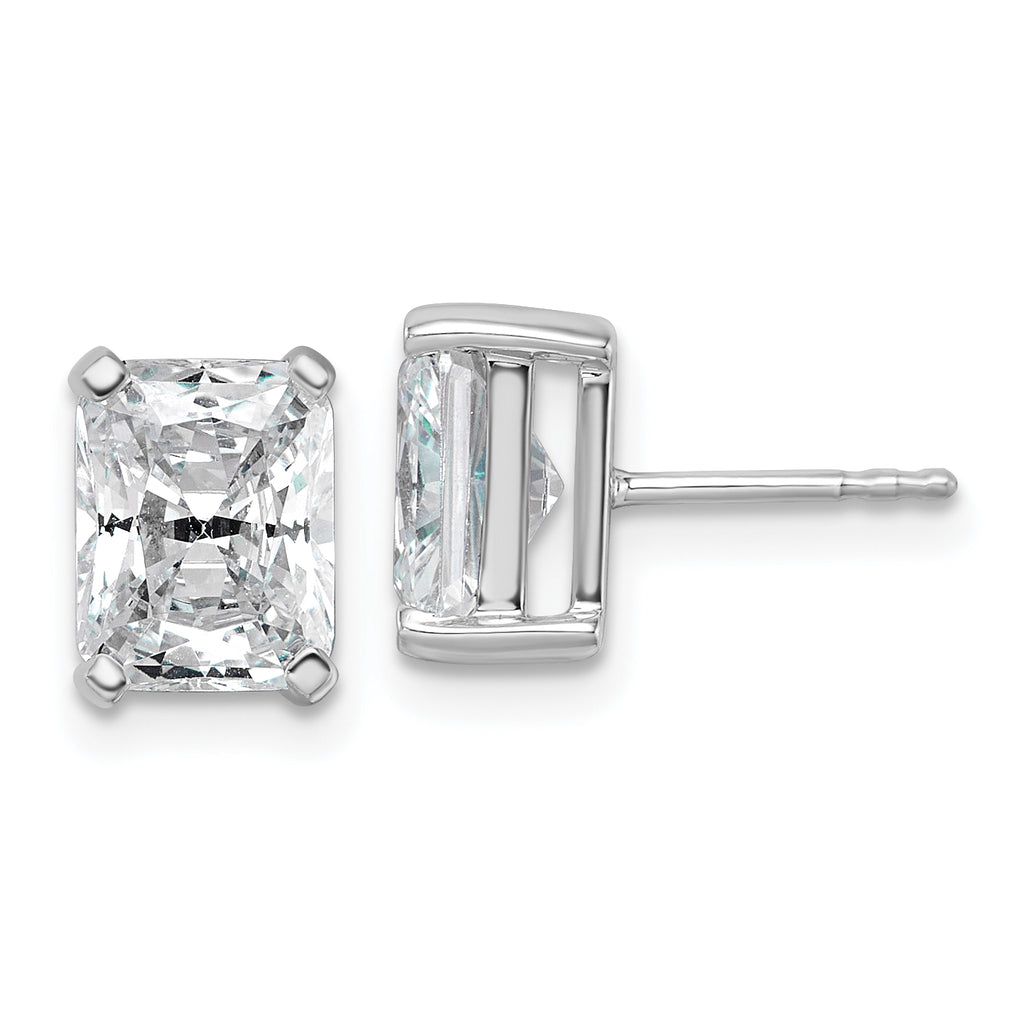 14K White Gold 4 ct Certified Lab-Created Diamond VS+ F+, Octagon / Radiant-Cut 4-Prong Stud Earrings