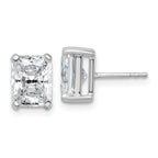 14K White Gold 4 ct Certified Lab-Created Diamond VS+ F+, Octagon / Radiant-Cut 4-Prong Stud Earrings