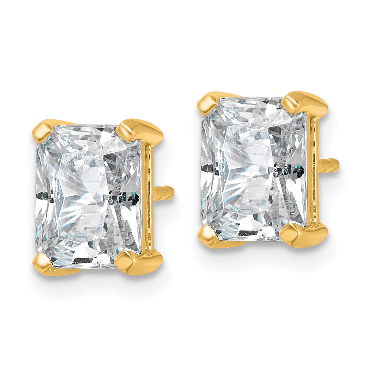 14K Yellow Gold 4 ct Lab-Created Diamond VS+ F+, Octagon / Radiant-Cut 4-Prong Stud Earrings Secondary image