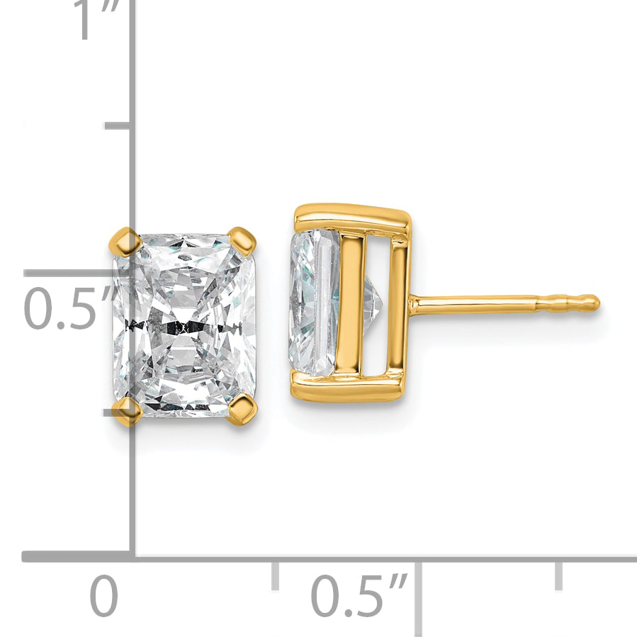 14K Yellow Gold 4 ct Certified Lab-Created Diamond VS/SI+ G+, Octagon / Radiant-Cut 4-Prong Stud Earrings