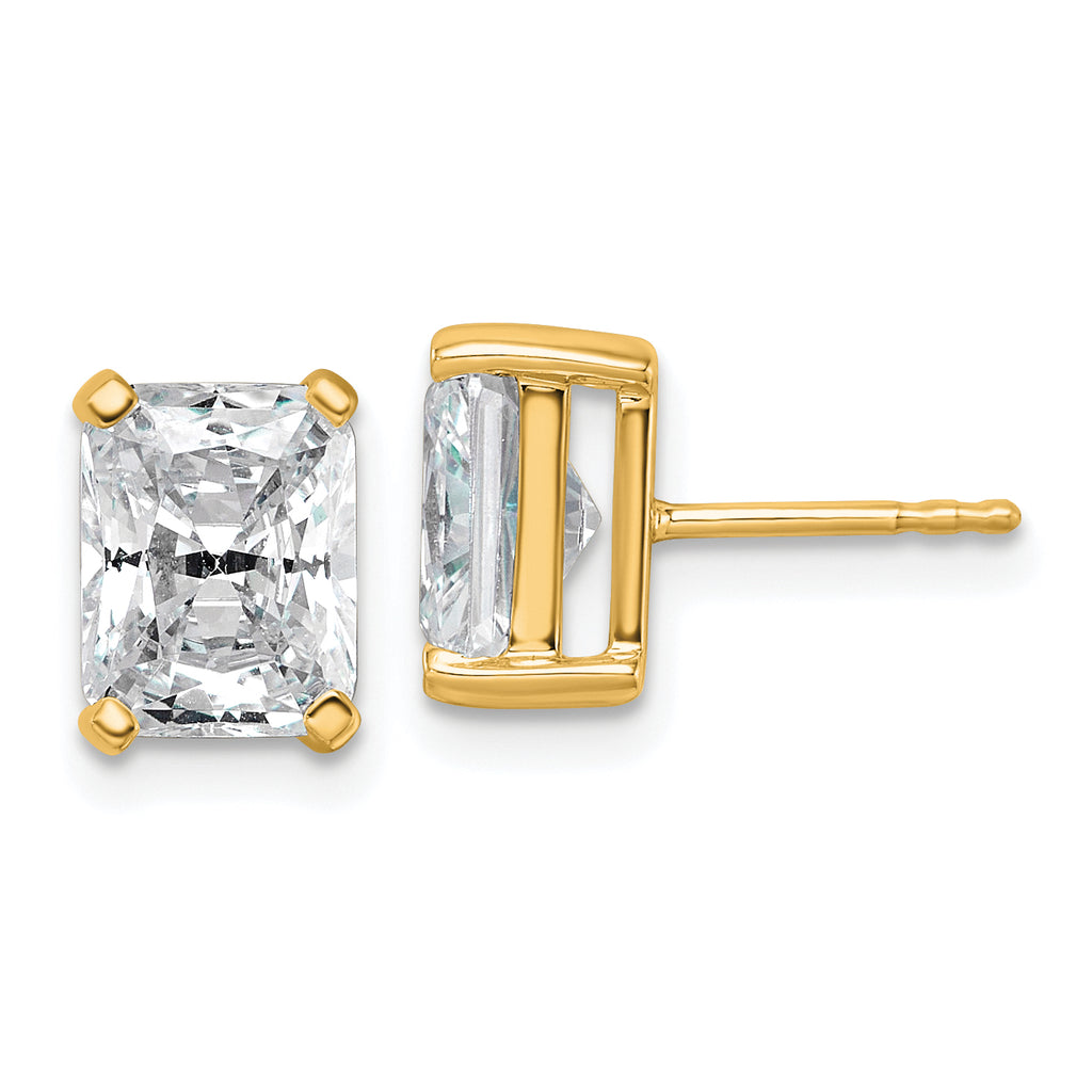 14K Yellow Gold 4 ct Certified Lab-Created Diamond VS+ F+, Octagon / Radiant-Cut 4-Prong Stud Earrings
