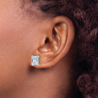 14K White Gold 5 ct Lab-Created Diamond VS+ F+, Octagon / Radiant-Cut 4-Prong Stud Earrings