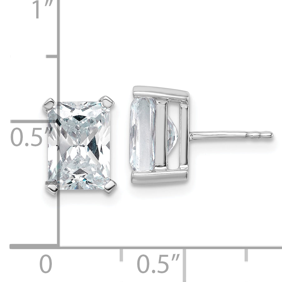 14K White Gold 5 ct Certified Lab-Created Diamond VS+ F+, Octagon / Radiant-Cut 4-Prong Stud Earrings