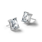 14K White Gold 5 ct Certified Lab-Created Diamond VS+ F+, Octagon / Radiant-Cut 4-Prong Stud Earrings