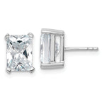 14K White Gold 5 ct Certified Lab-Created Diamond VS+ F+, Octagon / Radiant-Cut 4-Prong Stud Earrings