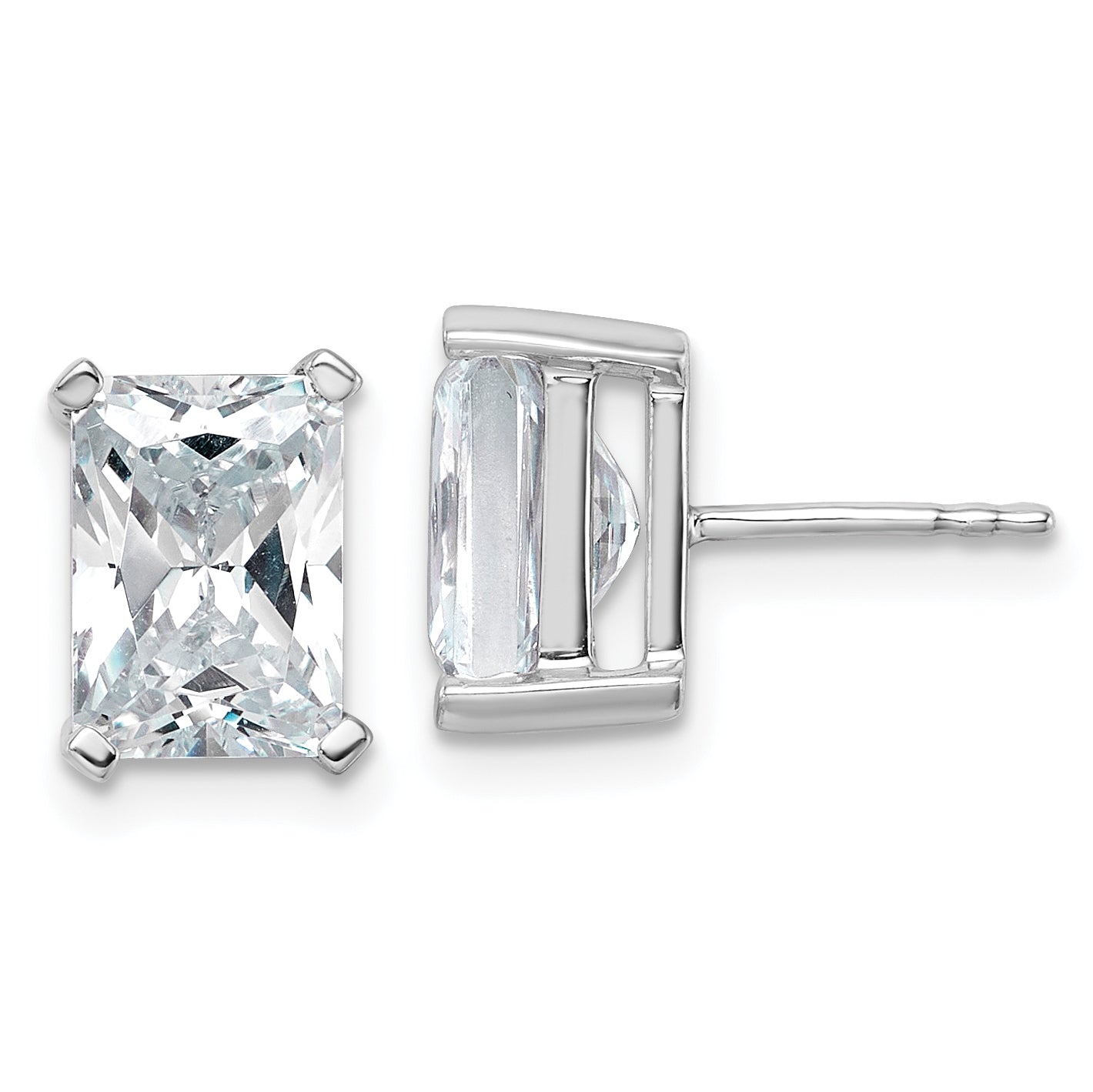 14K White Gold 5 ct Lab-Created Diamond VS+ F+, Octagon / Radiant-Cut 4-Prong Stud Earrings