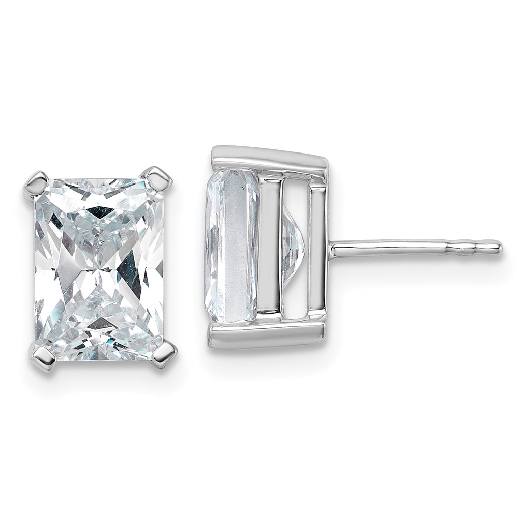14K White Gold 5 ct Certified Lab-Created Diamond VS/SI+ G+, Octagon / Radiant-Cut 4-Prong Stud Earrings