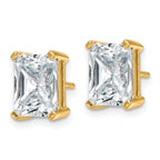 14K Yellow Gold 5 ct Certified Lab-Created Diamond VS+ F+, Octagon / Radiant-Cut 4-Prong Stud Earrings