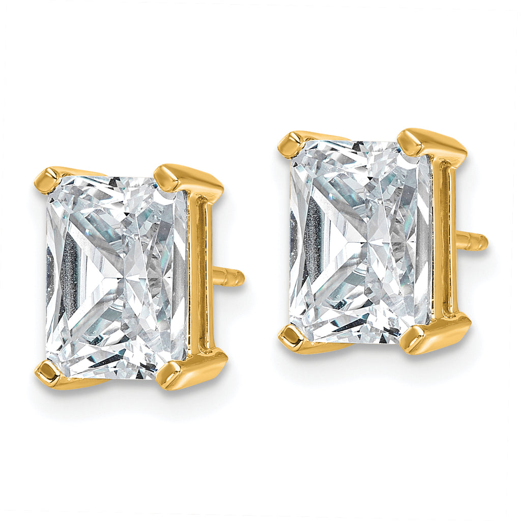 14K Yellow Gold 5 ct Lab-Created Diamond VS+ F+, Octagon / Radiant-Cut 4-Prong Stud Earrings