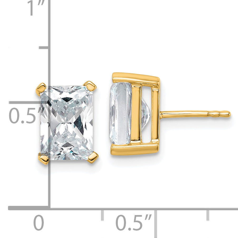 14K Yellow Gold 5 ct Certified Lab-Created Diamond VS+ F+, Octagon / Radiant-Cut 4-Prong Stud Earrings