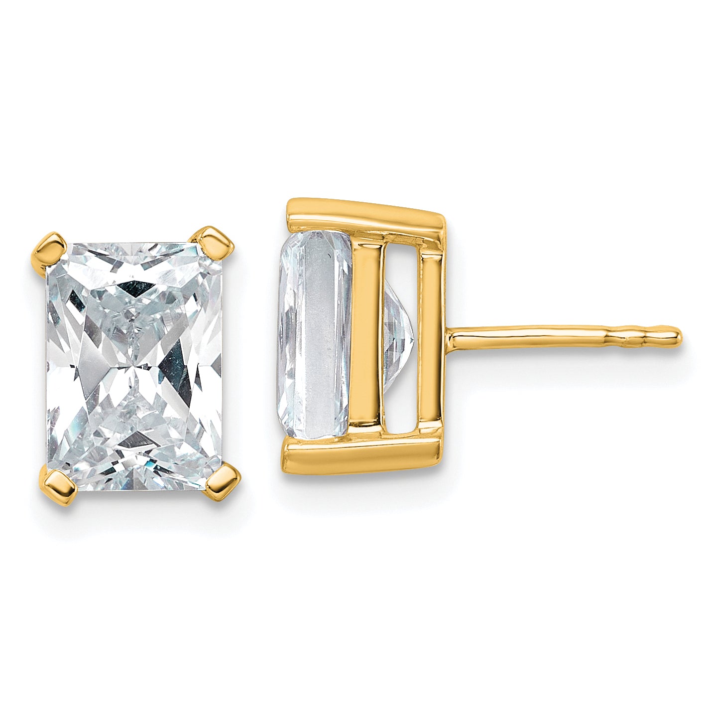 14K Yellow Gold 5 ct Certified Lab-Created Diamond VS+ F+, Octagon / Radiant-Cut 4-Prong Stud Earrings Main image
