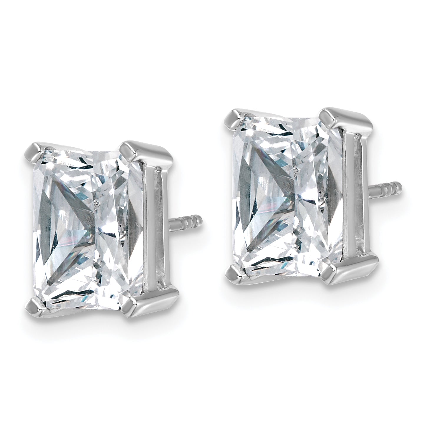 14K White Gold 6 ct Certified Lab-Created Diamond VS/SI+ G+, Octagon / Radiant-Cut 4-Prong Stud Earrings Secondary image