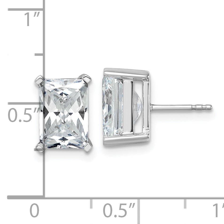 14K White Gold 6 ct Certified Lab-Created Diamond VS+ F+, Octagon / Radiant-Cut 4-Prong Stud Earrings