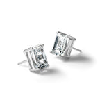 14K White Gold 6 ct Lab-Created Diamond VS+ F+, Octagon / Radiant-Cut 4-Prong Stud Earrings
