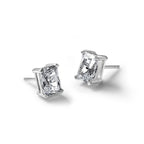 14K White Gold 6 ct Certified Lab-Created Diamond VS+ F+, Octagon / Radiant-Cut 4-Prong Stud Earrings