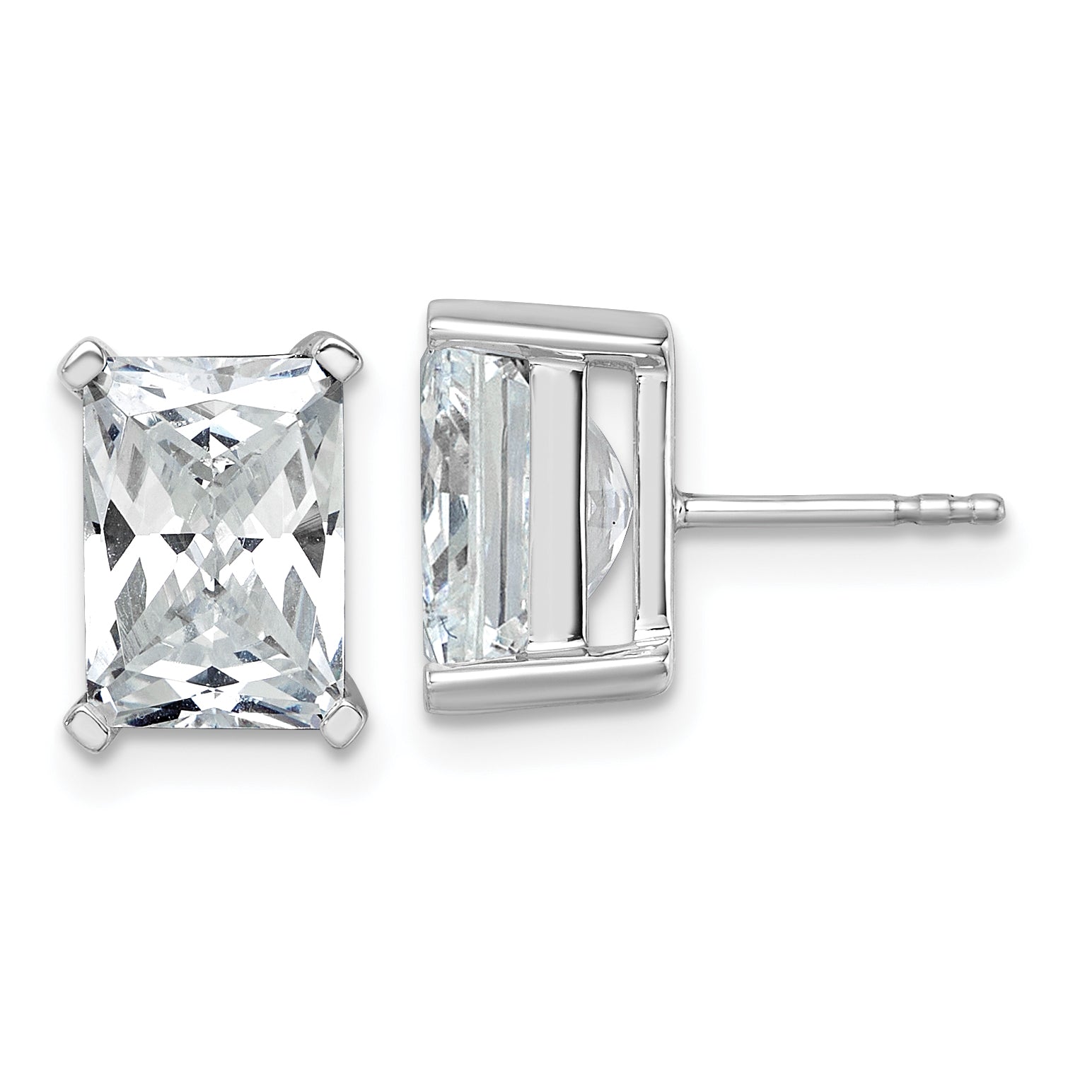 14K White Gold 6 ct Lab-Created Diamond VS+ F+, Octagon / Radiant-Cut 4-Prong Stud Earrings