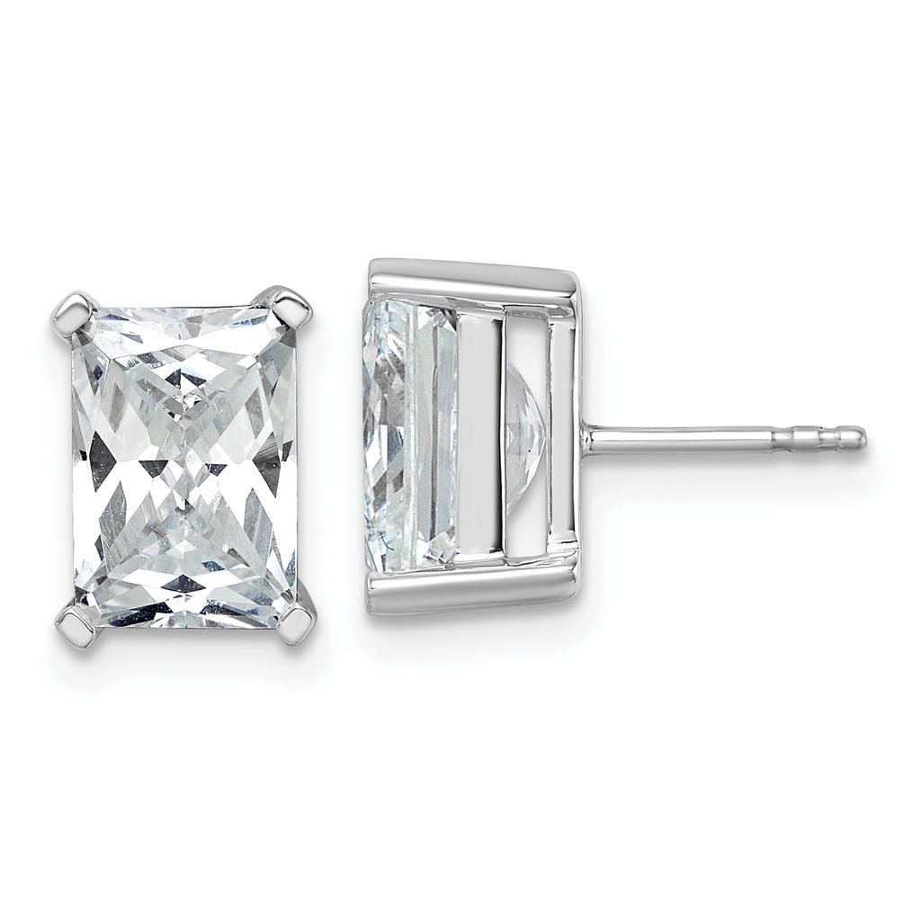 14K White Gold 6 ct Lab-Created Diamond VS/SI+ G+, Octagon / Radiant-Cut 4-Prong Stud Earrings