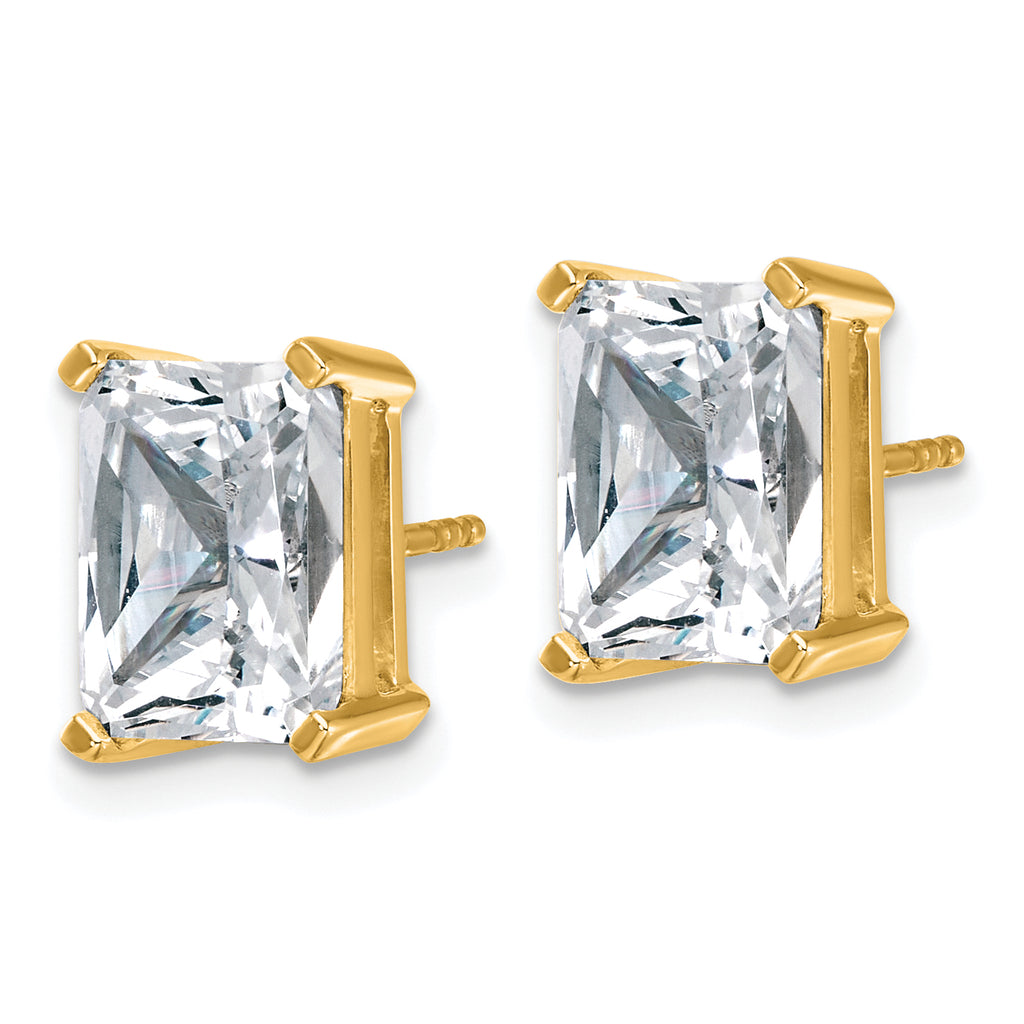 14K Yellow Gold 6 ct Certified Lab-Created Diamond VS+ F+, Octagon / Radiant-Cut 4-Prong Stud Earrings