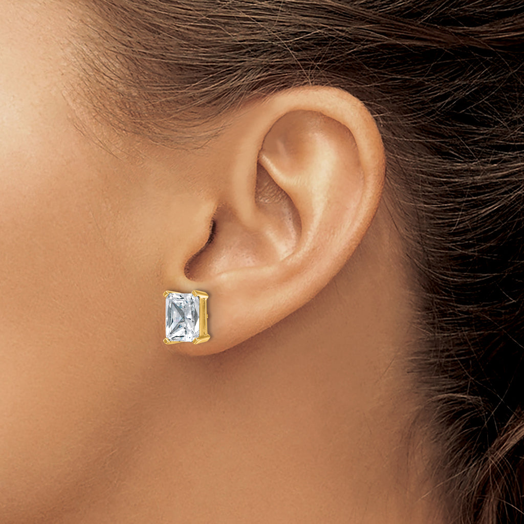 14K Yellow Gold 6 ct Certified Lab-Created Diamond VS/SI+ G+, Octagon / Radiant-Cut 4-Prong Stud Earrings