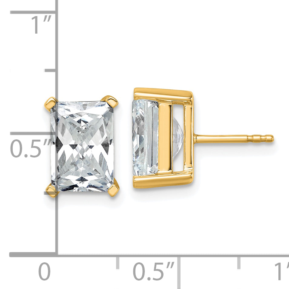 14K Yellow Gold 6 ct Certified Lab-Created Diamond VS+ F+, Octagon / Radiant-Cut 4-Prong Stud Earrings