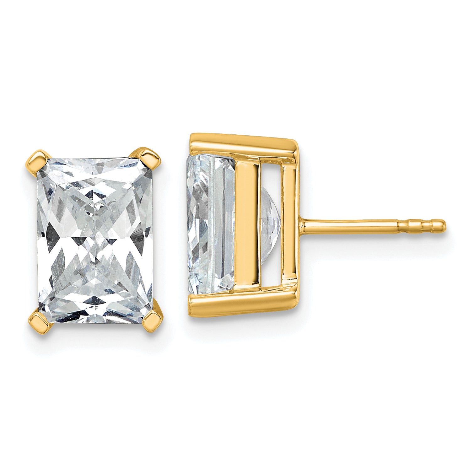14K Yellow Gold 6 ct Lab-Created Diamond VS+ F+, Octagon / Radiant-Cut 4-Prong Stud Earrings Main image