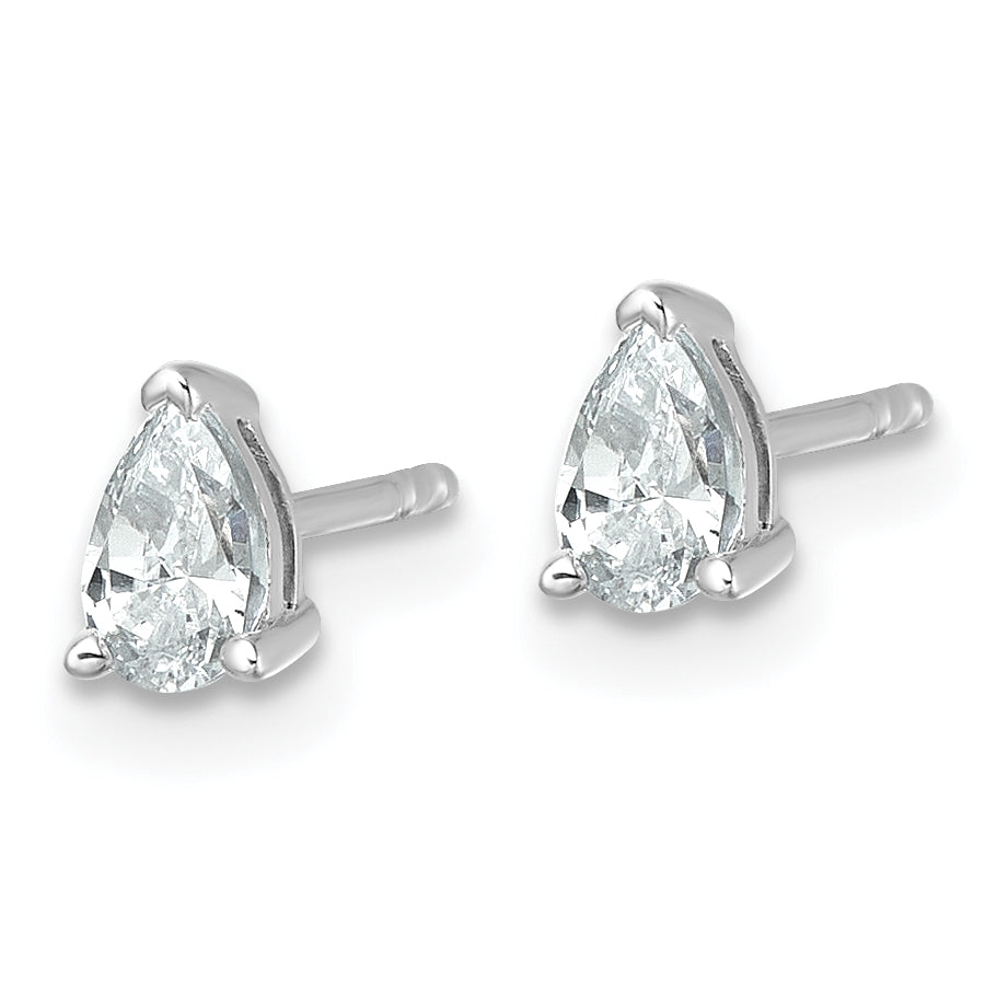 14K White Gold 1/2 ct Certified Lab-Created Diamond VS+ F+, Pear-Cut 3-Prong Stud Earrings