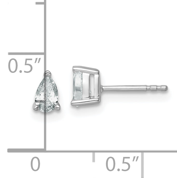 14K White Gold 1/2 ct Certified Lab-Created Diamond VS/SI+ G+, Pear-Cut 3-Prong Stud Earrings