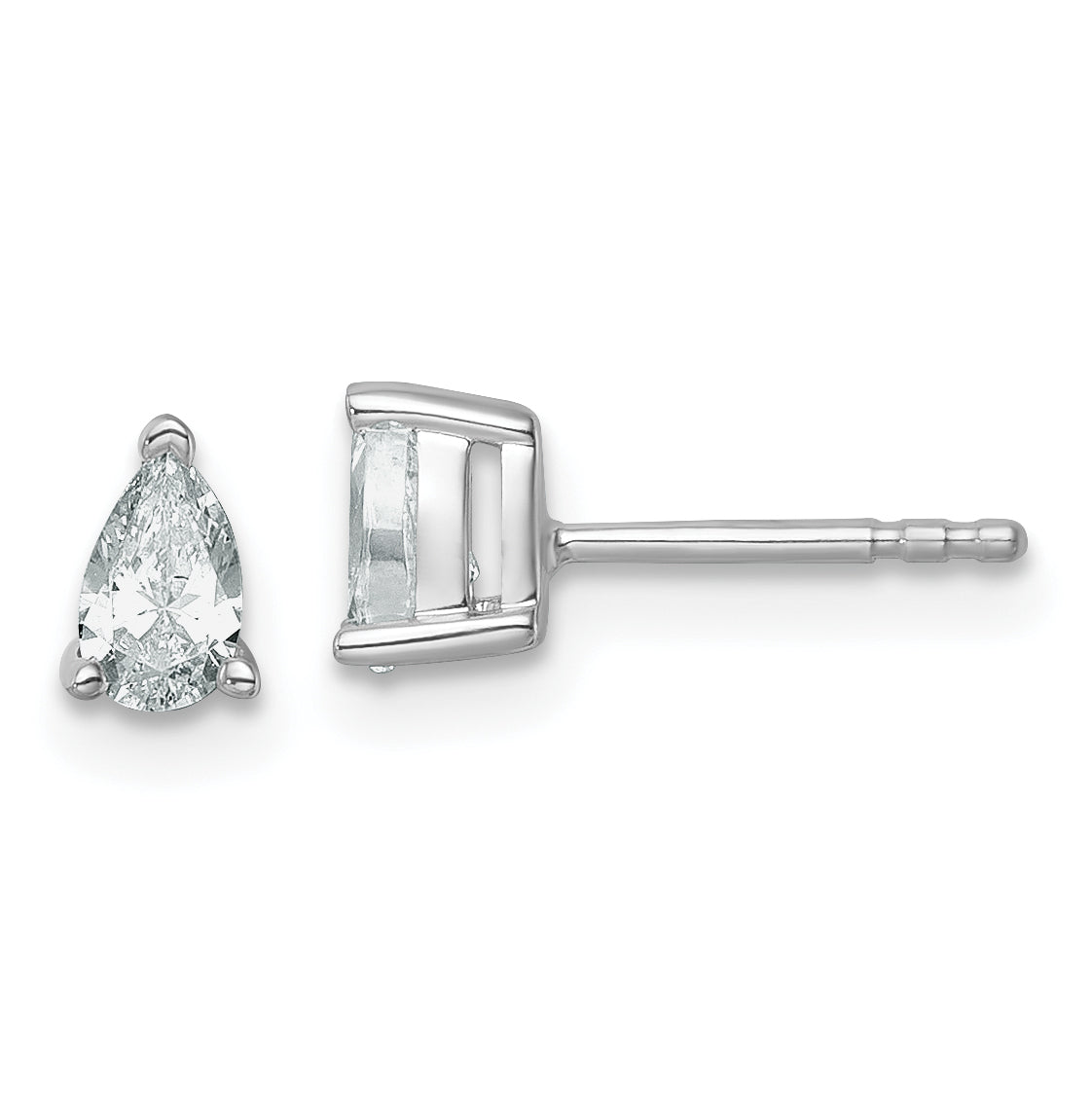 14K White Gold 1/2 ct Lab-Created Diamond VS+ F+, Pear-Cut 3-Prong Stud Earrings