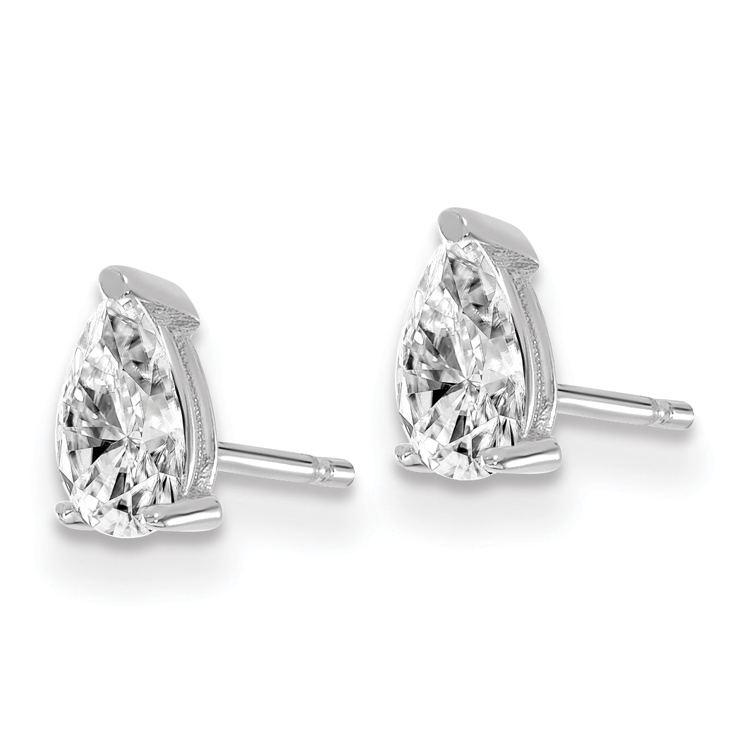 14K White Gold 2/3 ct Lab-Created Diamond VS+ F+, Pear-Cut 4-Prong Stud Earrings