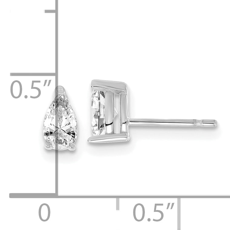 14K White Gold 2/3 ct Lab-Created Diamond VS+ F+, Pear-Cut 4-Prong Stud Earrings