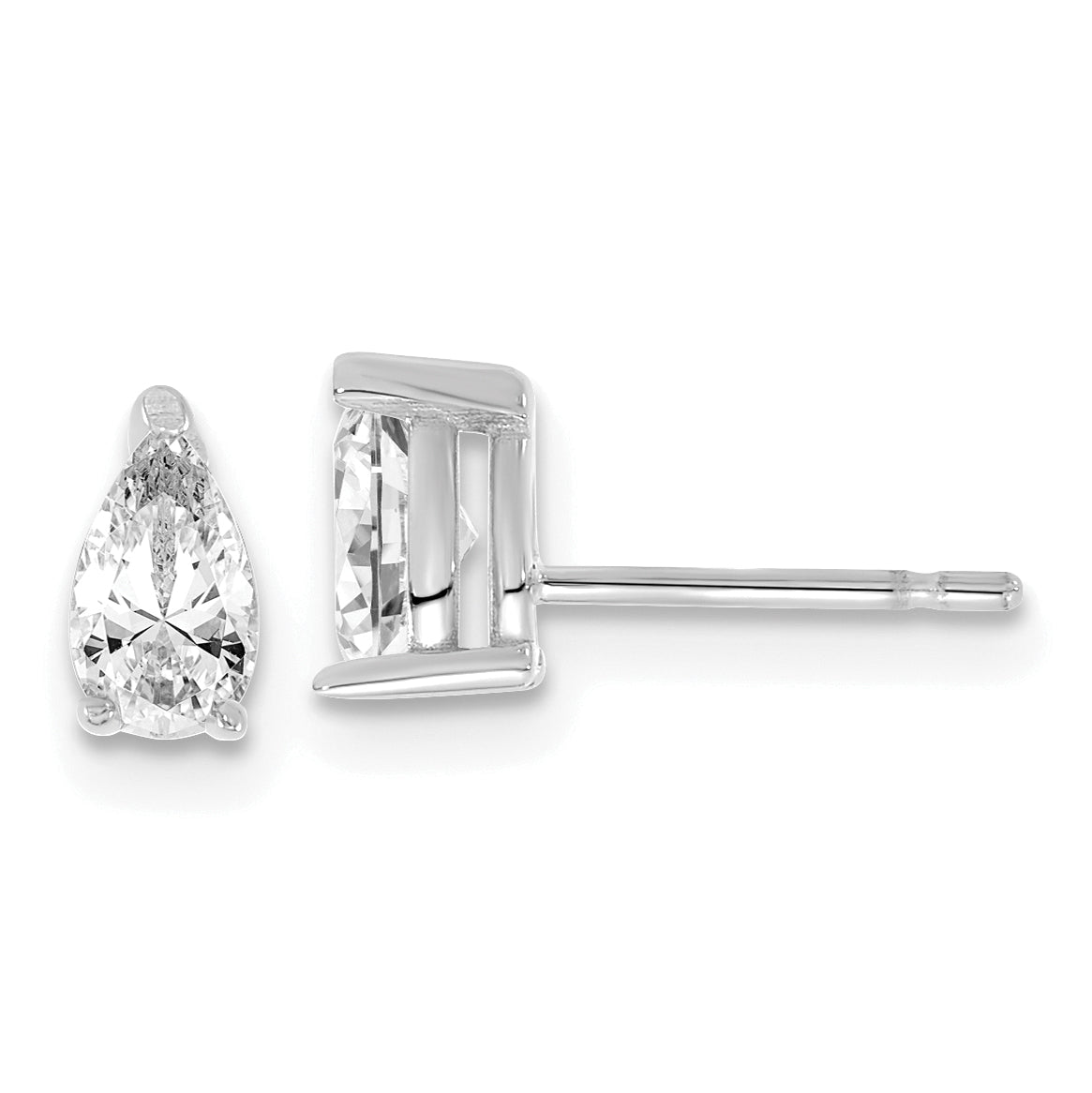 14K White Gold 2/3 ct Lab-Created Diamond VS+ F+, Pear-Cut 4-Prong Stud Earrings Main image