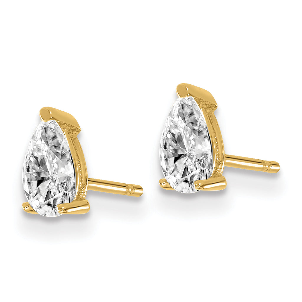 14K Yellow Gold 2/3 ct Lab-Created Diamond VS+ F+, Pear-Cut 4-Prong Stud Earrings