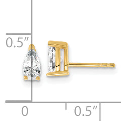 14k Yellow Gold 2/3 ctw Lab Grown Diamond VS/SI+ G+ Pear 4 Prong Heavy Wt. Stud Earrings