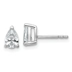 14K White Gold 3/4 ct Lab-Created Diamond VS+ F+, Pear-Cut 3-Prong Stud Earrings
