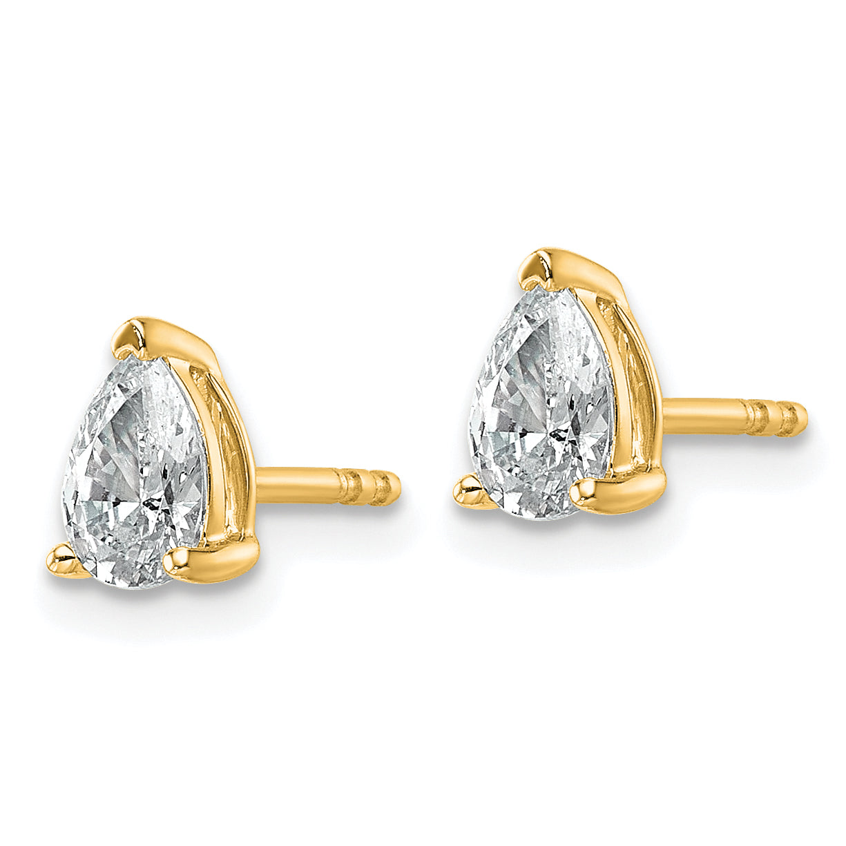 14K Yellow Gold 3/4 ct Lab-Created Diamond VS+ F+, Pear-Cut 3-Prong Stud Earrings Secondary image