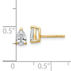 14K Yellow Gold 3/4 ct Certified Lab-Created Diamond VS+ F+, Pear-Cut 3-Prong Stud Earrings