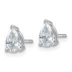 14K White Gold 1 ct Lab-Created Diamond VS+ F+, Pear-Cut 3-Prong Stud Earrings