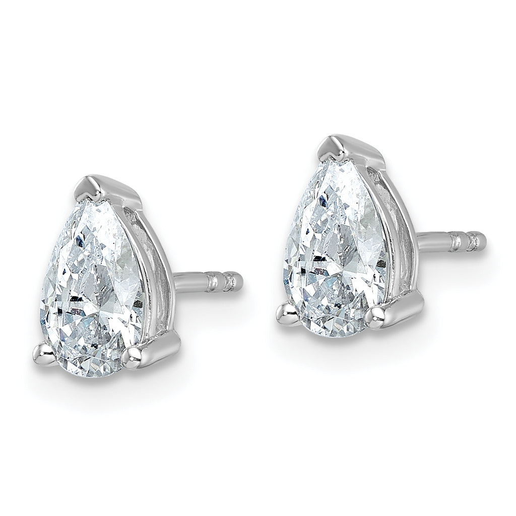 14K White Gold 1 1/2 ct Certified Lab-Created Diamond VS/SI+ G+, Pear-Cut 3-Prong Stud Earrings