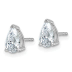 14K White Gold 1 1/2 ct Lab-Created Diamond VS+ F+, Pear-Cut 3-Prong Stud Earrings