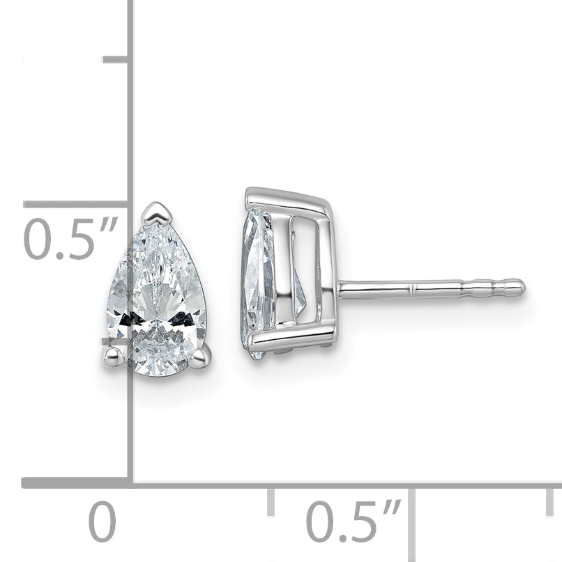 14K White Gold 1 1/2 ct Lab-Created Diamond VS/SI+ G+, Pear-Cut 3-Prong Stud Earrings